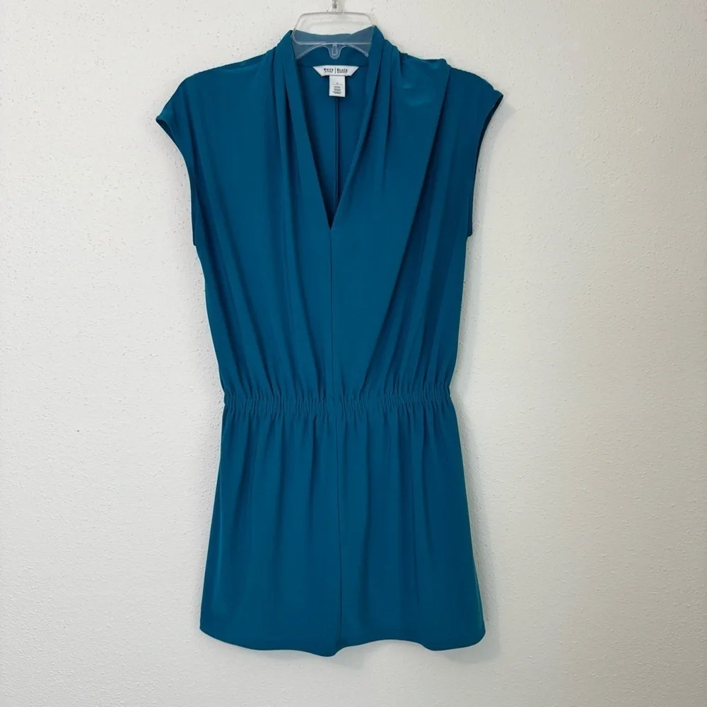 White House Black Market Teal Blue Sleeveless V-Neck Dress Mini Size Small - Picture 1 of 9